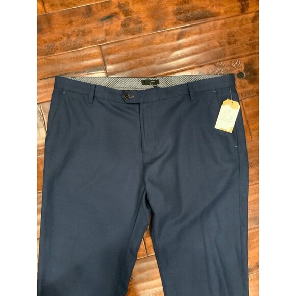 Ted Baker Cazzman Men's Dark Blue Linen Blend Flat Front Slim Fit Pants Size 40 - Picture 3 of 6